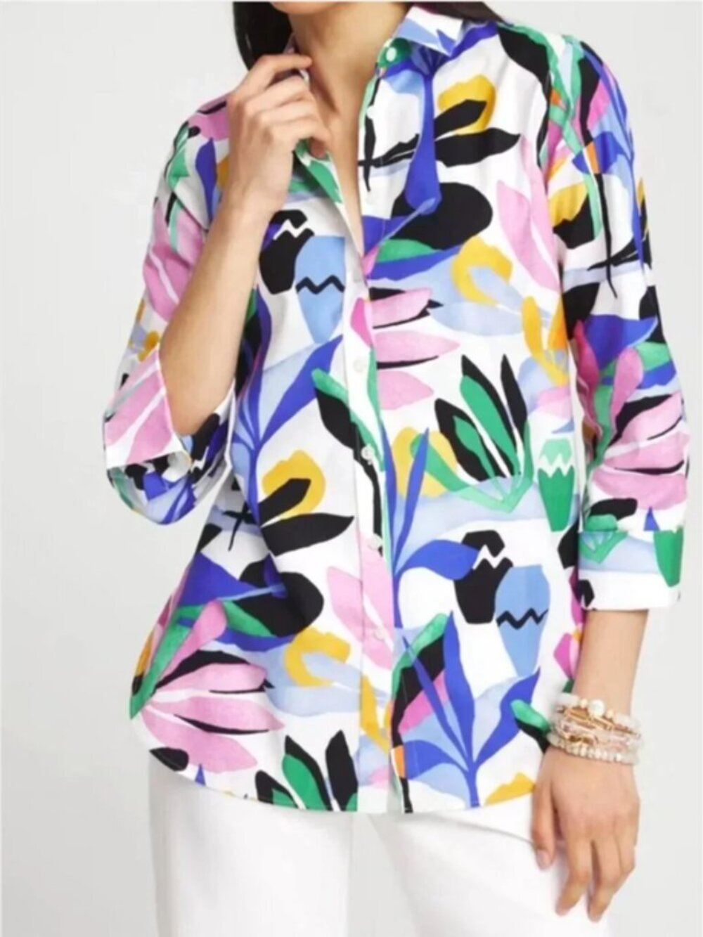 Chico's No Iron Tropical Blouse size 2.5